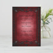 Red Gothic Halloween wedding save the date Aankondiging (Staand voorkant)