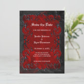 Red Gothic halloween wedding save the date Aankondiging (Staand voorkant)