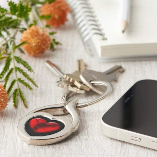 Red Gothic Heart Keychain (Zijkant)