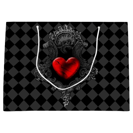 Red Gothic Heart Large Gift Bag Large Cadeautasje (Voorkant)