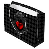 Red Gothic Heart Large Gift Bag Large Cadeautasje (Achterkant Gekanteld)