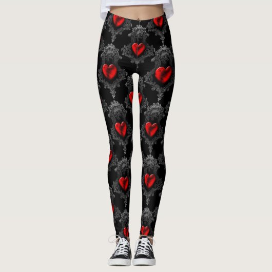 Red Gothic Heart Leggings (Voorkant)