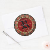 Red Gothic Hearts Monogram sparen de Sticker van d (Envelop)