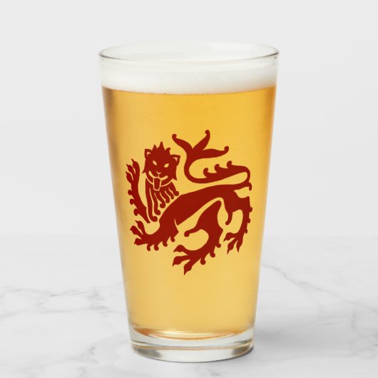 Red Gothic Revival Lion glas (Voorkant gevuld)