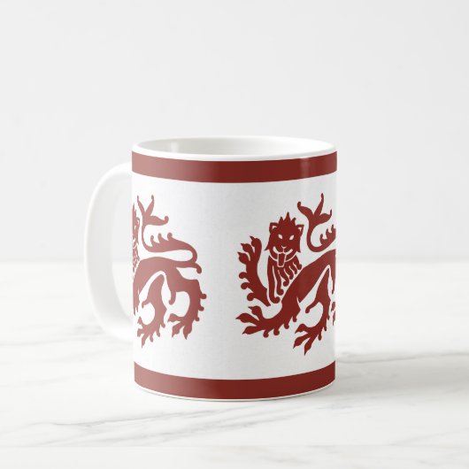 Red Gothic Revival Lions Coffee Mok (Voorkant links)