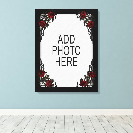 Red Gothic Roos Voeg uw foto-Lijst toe Canvas Afdruk (Insitu (Houten vloer))