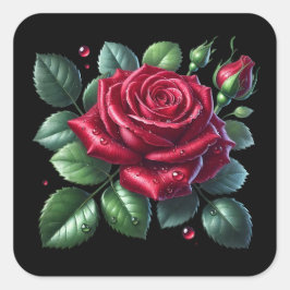 Red Gothic Rose Vierkante Sticker