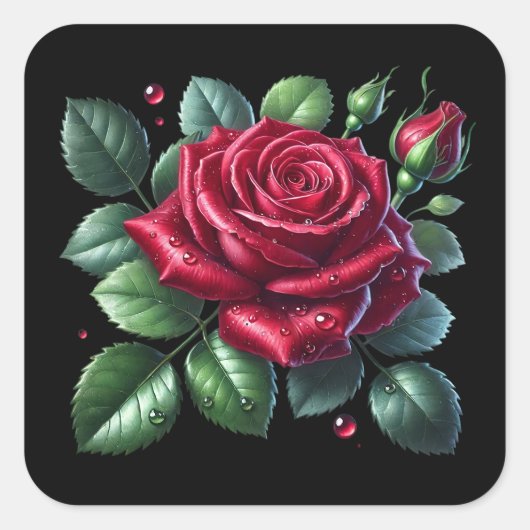 Red Gothic Rose Vierkante Sticker (Voorkant)