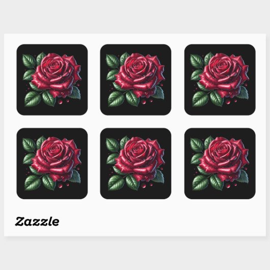 Red Gothic Rose Vierkante Sticker (Vel)