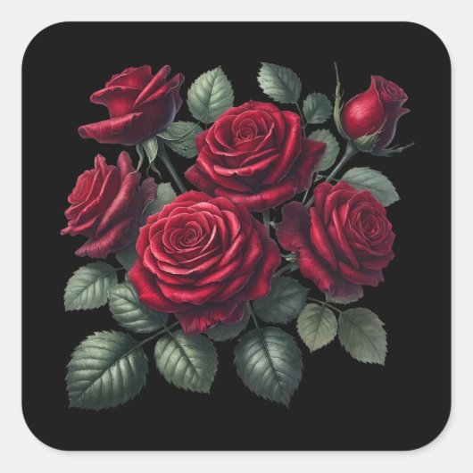 Red Gothic Roses Vierkante Sticker (Voorkant)