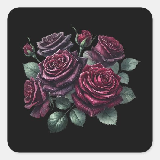 Red Gothic Roses Vierkante Sticker (Voorkant)