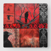 Red Gothic Squares Vierkante Klok (Voorkant)