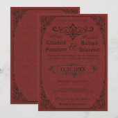 Red Gothic Victoriaans Damask Save the Dates Save The Date (Voorkant / Achterkant)