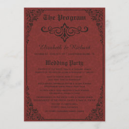 Red gothic Victoriaans Damask Wedding Programma's