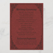 Red gothic Victoriaans Damask Wedding Programma's (Achterkant)