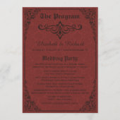 Red gothic Victoriaans Damask Wedding Programma's (Voorkant)