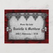 Red Gothic Wedding Save the Date Aankondigingskaart (Voorkant)