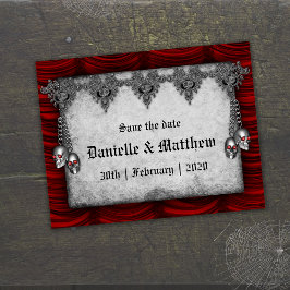 Red Gothic Wedding Save the Date Aankondigingskaart