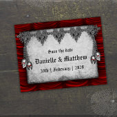 Red Gothic Wedding Save the Date Aankondigingskaart