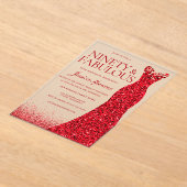 Red Gown 90ste verjaardag Acryl Uitnodigingen (Laagn)