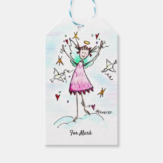 Red Gowned Angel brengt harten mee met vredesticht Cadeaulabel (Voorkant)