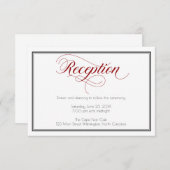 Red Graceful Script Wedding Reception Kaart (Voorkant / Achterkant)