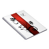 Red Gradient Black Floral Swirls gastenboek Notitieboek (Rechterzijde)