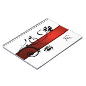 Red Gradient Black Floral Swirls gastenboek Notitieboek (Linkerzijde)