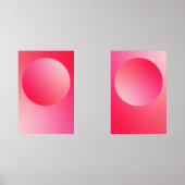 Red Gradient Circle Vignette Abstract Design Muurkunst Sets (Voorkant)