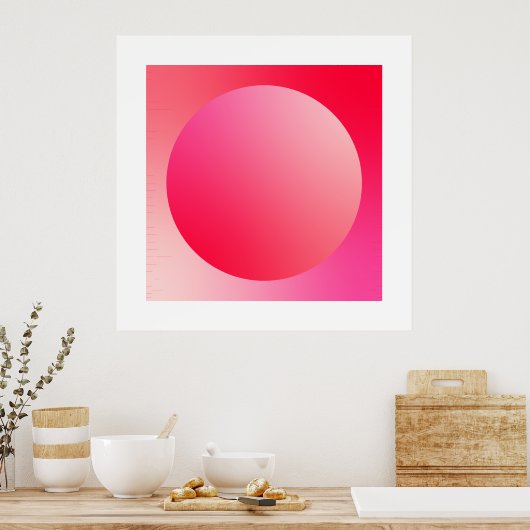 Red Gradient Circle Vignette Abstract Design Poster (Keuken)