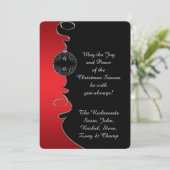 Red Gradient Silver  Swirls kerstkaart (Staand voorkant)