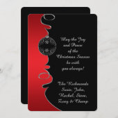 Red Gradient Silver  Swirls kerstkaart (Voorkant / Achterkant)