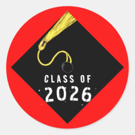 Red Graduation 2026 Ronde Sticker