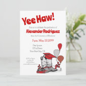 Red Graduation Cap Cowboy Boot Arrangement Kaart (Staand voorkant)