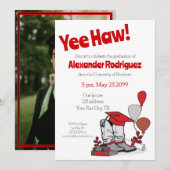 Red Graduation Cap Cowboy Boot Arrangement Kaart (Voorkant / Achterkant)
