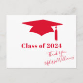 Red Graduation Cap - Hartelijk dank Briefkaart (Voorkant)