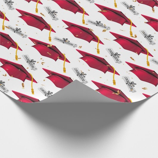 Red Graduation Caps with Diplomas Cadeaupapier (Hoek)