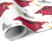 Red Graduation Caps with Diplomas Cadeaupapier (Rol Hoek)