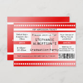 Red Graduation Party Admission Ticket Invitation Kaart (Voorkant / Achterkant)