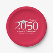 Red Graduation Party Eenvoudig Aangepast Papieren Bordje (Voorkant)