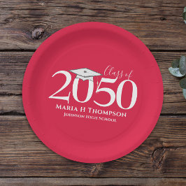 Red Graduation Party Eenvoudig Aangepast Papieren Bordje