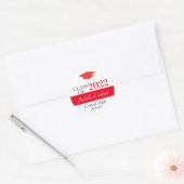 Red Graduation Party Favor Round Stickers (Envelop)