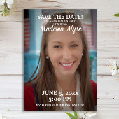 Red Graduation Party Save Date Photo Save The Date