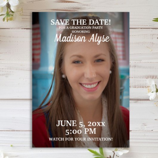 Red Graduation Party Save Date Photo Save The Date