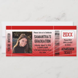 Red Graduation Party Ticket Invitation Kaart
