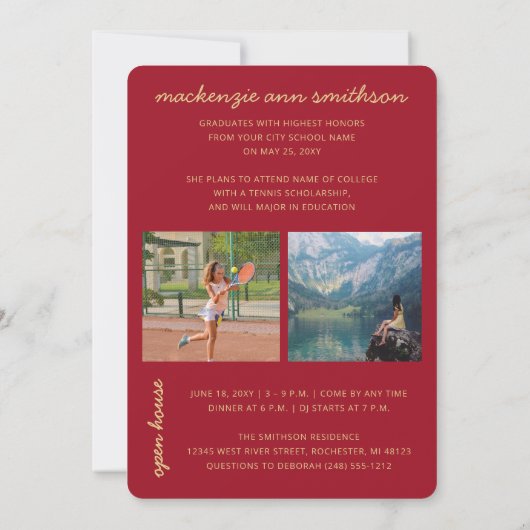 Red Graduation Photo 2023 Open House Invitation Aankondiging (Achterkant)