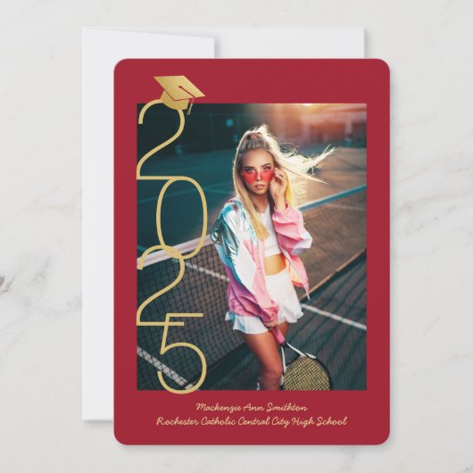 Red Graduation Photo 2023 Open House Invitation Aankondiging (Voorkant)