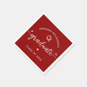 Red Graduation Script Hearts Cap Icon Bold Modern Servet (Hoek)