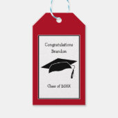 Red Gradup Cap Gefeliciteerd Cadeaud Labels Cadeaulabel (Voorkant)