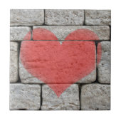 Red Graffiti Heart op Stone Wall Tegeltje (Voorkant)